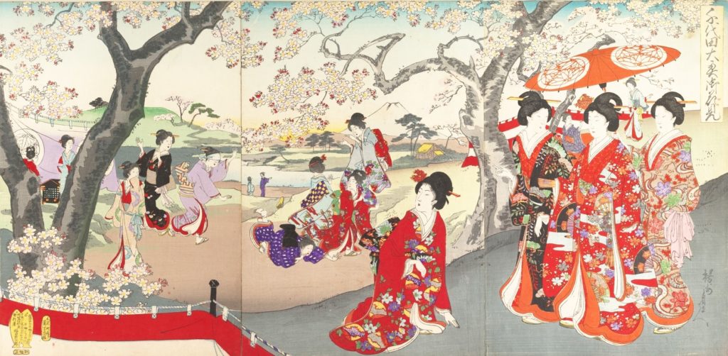 「千代田之大奥　御花見」（楊洲周延、1895　メトロポリタン美術館）の画像。